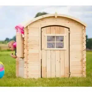 Spielhaus timbela kinder aus holz mit boeden im freien