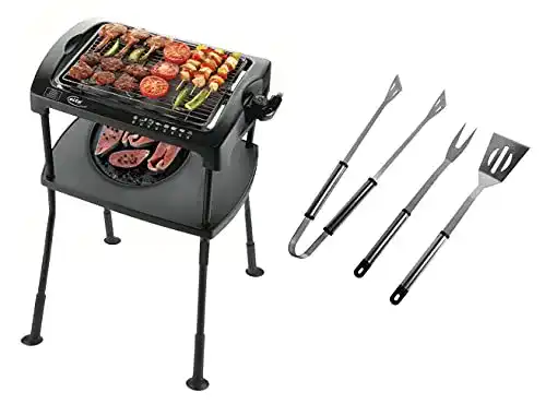 Standgrill Elta GRILL SET Elektrischer Grill und Grillbesteck für Balkon