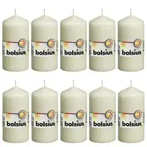 Stumpenkerzen bolsius glatte elfenbein set 10 stueck dekorative
