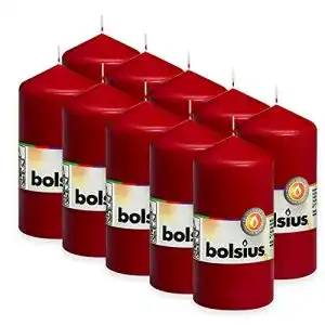 Stumpenkerzen bolsius glatte weinrot set 10 stueck dekorative