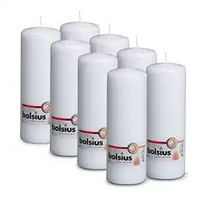 Stumpenkerzen bolsius glatte weiss set 8 stueck dekorative