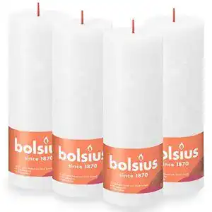 Stumpenkerzen bolsius rustik weiss set 4 stueck