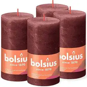 Stumpenkerzen bolsius rustikale stumpenkerze dunkelrot