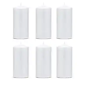 Stumpenkerzen dekohaus 6 stueck matte in weiss 12x6cm deko