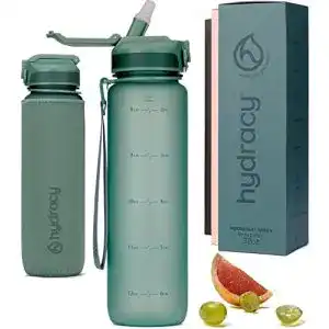 Trinkflasche mit strohhalm hydracy und zeitmarkierung 1l 1
