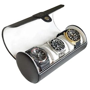 Uhrenbox CASE ELEGANCE zylindrische aus Vegan Leder in Schwarz - uhrenbox case elegance zylindrische aus vegan leder in schwarz