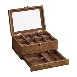 Uhrenbox songmics mit 8 faechern uhrenkasten aus massivholz