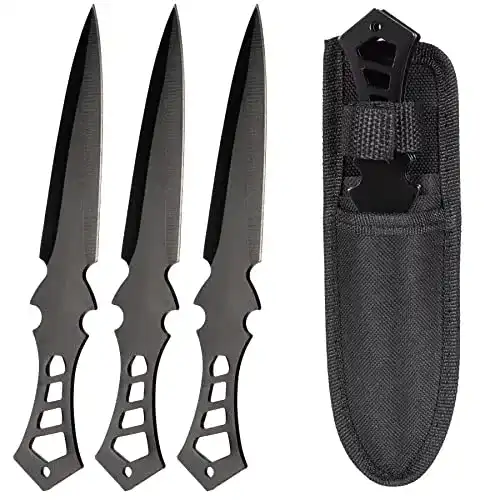 Wurfmesser KS-11 Set mit 3 schwarzen Profi Kunai, 19 cm