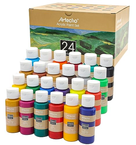 Acrylfarben Artecho Set 24×59 ml, Acrylic Paint Set, Wasserfest