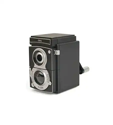 Kikkerland SC12 Kamera-Bleistiftspitzer mit Kurbel, Schwarz, Kunststoff