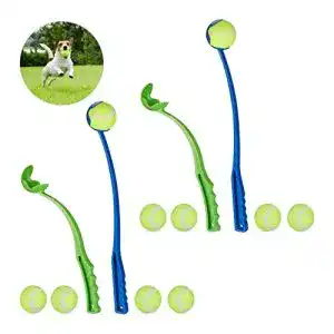 Ballschleuder hund relaxdays baelle 10026296 blau gruen