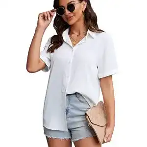 Bluse yamanman damen button down shirt kurzarm kragen