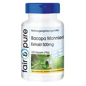 Brahmi fair pure bacopa monnieri extrakt 500mg 120 kapseln