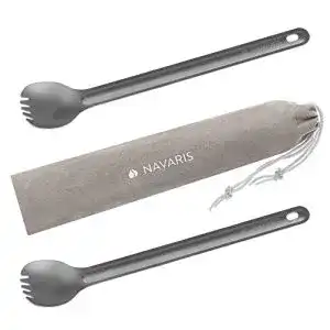 Campingbesteck navaris 2in1 titan camping besteck lang 2er set