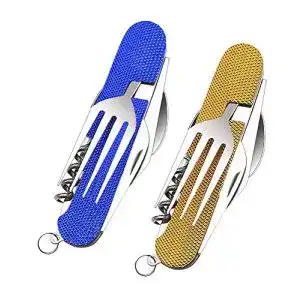 Campingbesteck yyst 6 in 1 klappbar 2 stueck reisebesteck