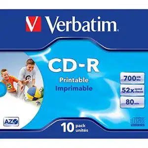 Cd r verbatim azo wide inkjet printable 700 mb 10er pack