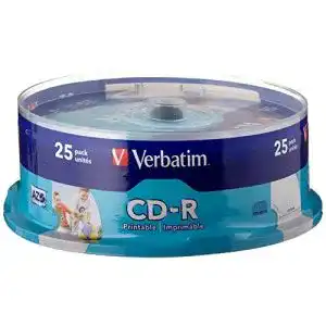 Cd r verbatim azo wide inkjet printable 700 mb 25er pack