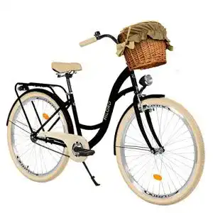 Citybike milord komfort fahrrad mit weidenkorb hollandrad