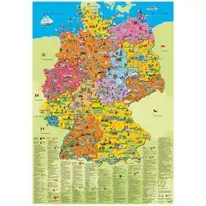 Deutschlandkarte druckbunt erlebniskarte deutschland politisch
