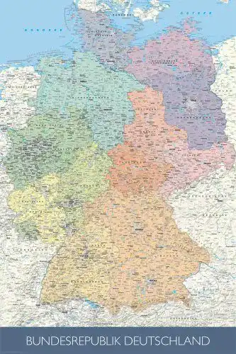 Deutschlandkarte Empireposter – Politische Landkarte im Maßstab 1:1 Millionen