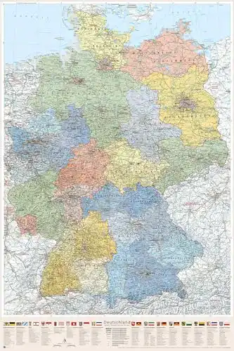Deutschlandkarte von J. Bauer, 80 x 120 cm, Poster