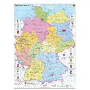 Deutschlandkarte stiefel deutschland politisch mit wappen