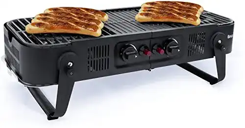 Kompakter Bruzzzler Gasgrill zum Klappen mit 2 Flammen