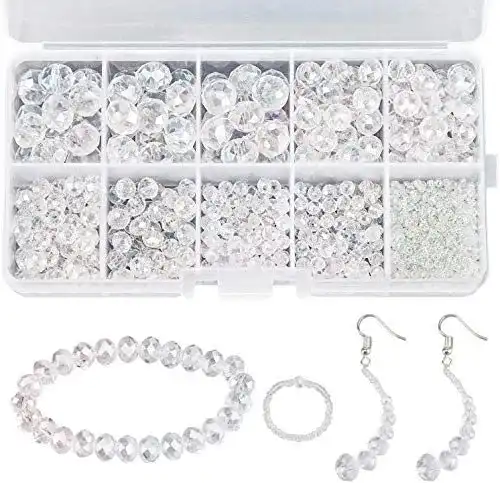 Glasperlen Set AIEX 900+ Kristall Perlen in verschiedenen Größen für Schmuck