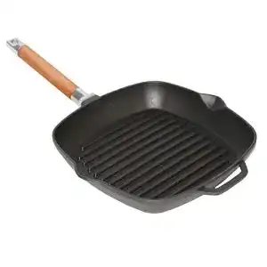 Grillpfanne gusseisen biol steakpfanne bratpfanne holzgriff