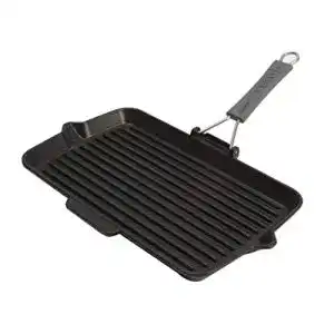 Grillpfanne gusseisen staub gusseisen grillpfanne mit silikongriff