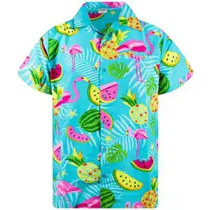 Hawaiihemd king kameha funky kurzarm flamingos melonen