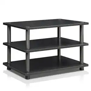 Hifi rack furinno tv schrank mit 3 ablageflaechen holz schwarz