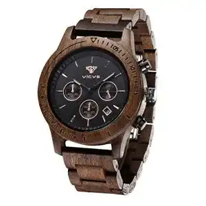 Holzuhren vicvs herren natur hoelzerne uhr multifunktionale