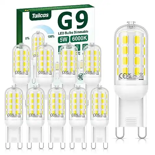 Dimmbares G9 LED Leuchtmittel Kaltweiß 5W 6000K, 10er Pack