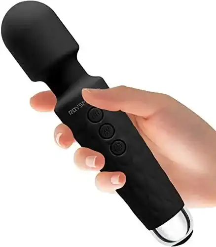 Roysmart kabelloser Massagestab mit 20 Vibrationsarten und 8 Geschwindigkeiten