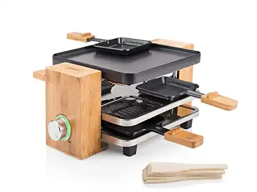 Mini-Raclette Grill von Princess in Bambusausführung für 4 Personen