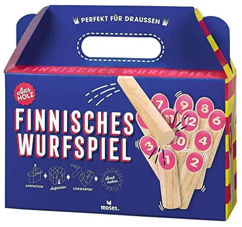 Mölkky Moses 92110 Finnisches Wurfspiel für Outdoor-Aktivitäten