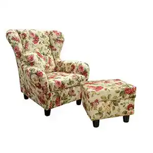 Ohrensessel lifestyle4living moderner mit hocker blumenmuster