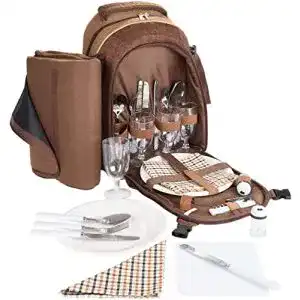 Picknickrucksack brubaker fuer 4 personen braun