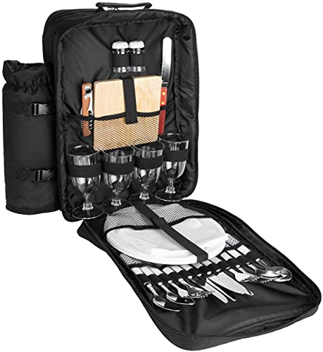 Picknickrucksack BRUBAKER für 4 Personen Schwarz