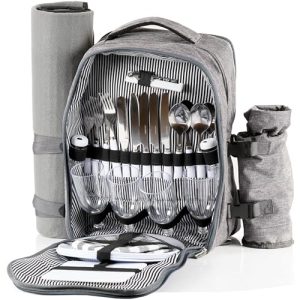 Picknickrucksack CampFeuer für 4 Personen (Grau) Picknickset