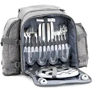Picknickrucksack campfeuer fuer 4 personen picknickset 32 teilig
