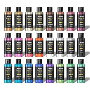 Pouring farben abeier acrylfarben metallic 24 x 60ml metallic