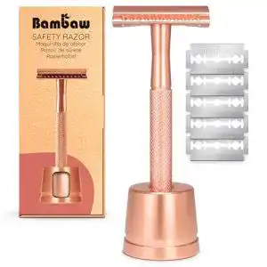 Rasierhobel bambaw damen mit staender 5 rasierklingen metall