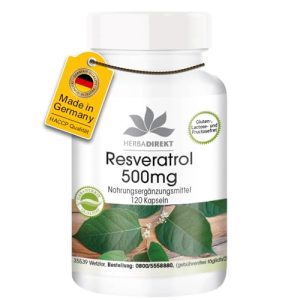 Resveratrol-Kapseln HERBADIREKT Resveratrol 500mg, Hochdosiert