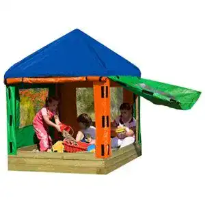 Sandkasten gartenpirat toni aus holz mit pavillon tuev geprueft