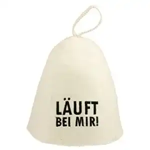 Saunahut diyer modell mit aufschrift laeuft bei mir