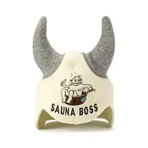 Saunahut natural textile sauna boss devil white
