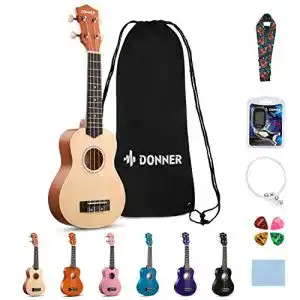 Ukulele donner fuer anfaenger sopran kit 21 zoll natur mit nylon