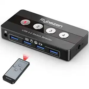 Usb switch rybozen usb 3 0 switch 4 ports fuer 4 pc 4 eingaenge